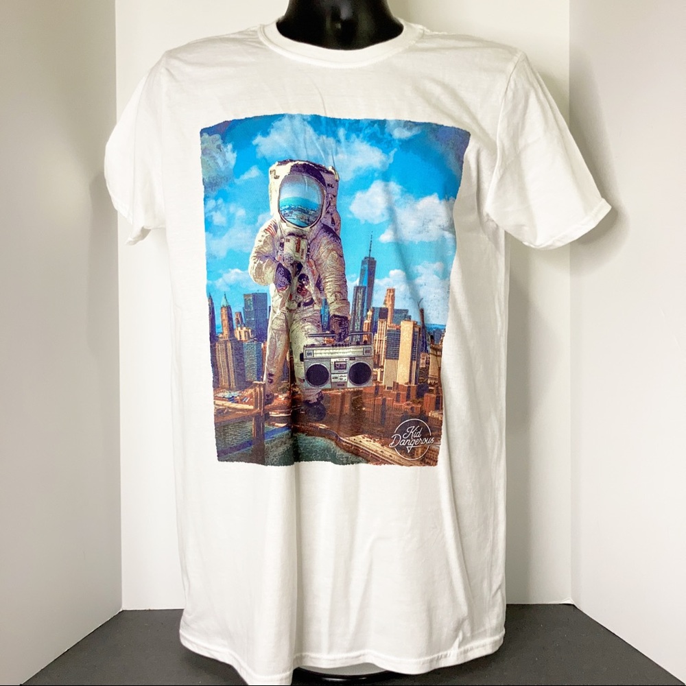 KID DANGEROUS NASA ASTRONAUT BOOMBOX ART TSHIRT